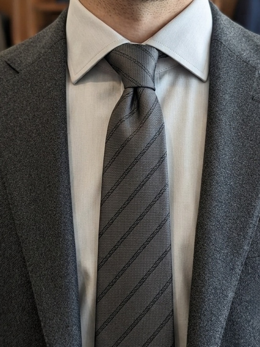 Patterned Charcoal and Grey Tie